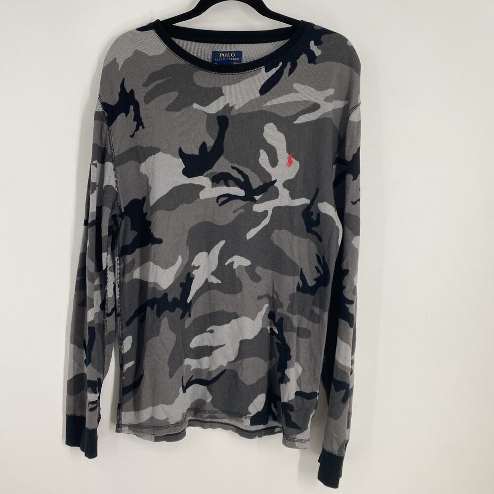 Polo Ralph Lauren Sweater Men’s Size Large Camo Waffle Knit Comfort Y2K 604